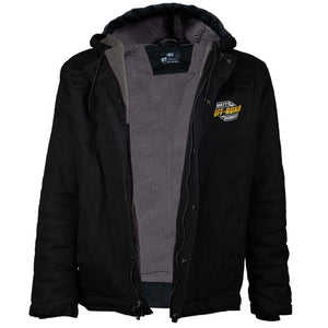 Showcase of interior of winter canvas jacket