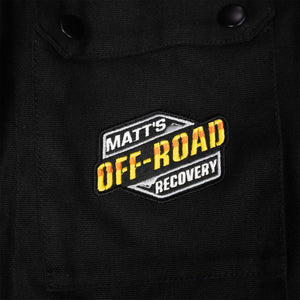 Closeup of the patch on the winter canvas jacket